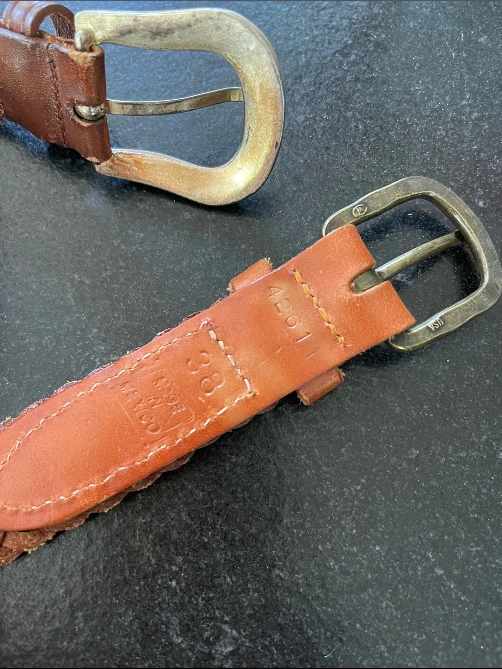 LOT Vintage Brown Braided Leather Belts